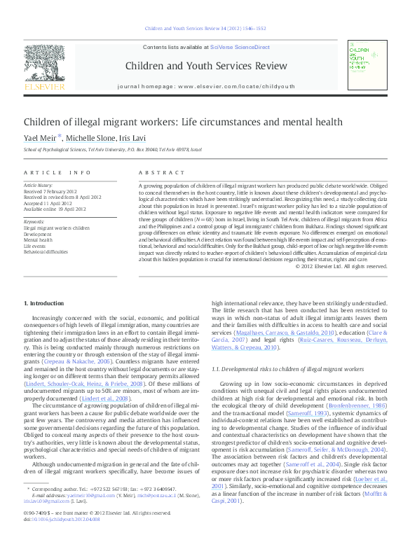 (PDF) Children of illegal migrant workers: Life circumstances and ...