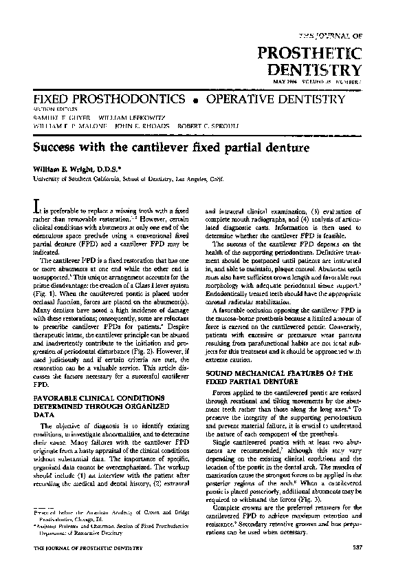 Thesis on fixed partial denture picture