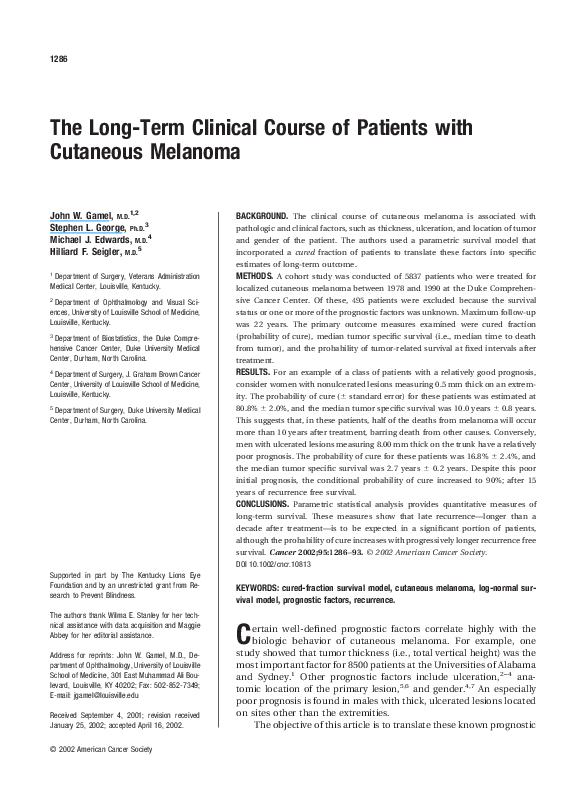 (PDF) The long-term clinical course of patients with cutaneous melanoma