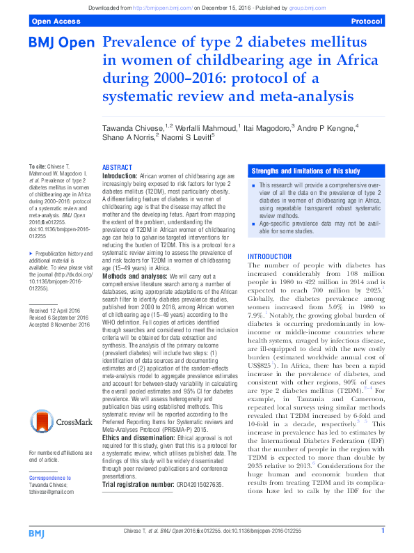 (PDF) Prevalence of type 2 diabetes mellitus in women of childbearing ...
