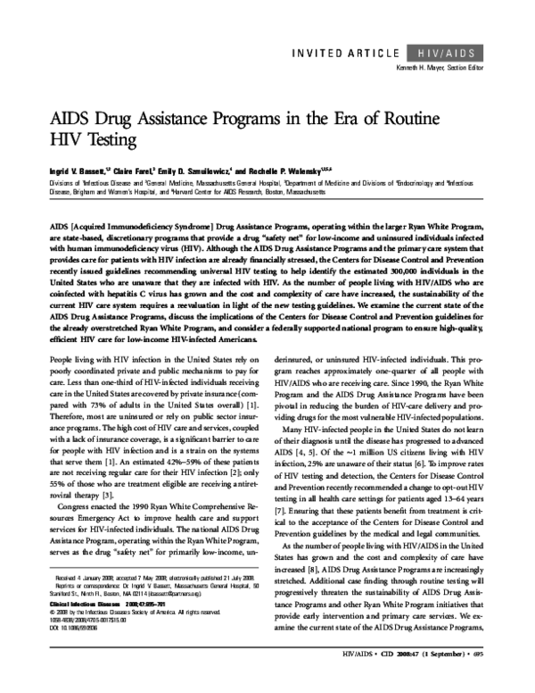 (PDF) HIV/AIDS: AIDS Drug Assistance Programs in the Era of Routine HIV ...