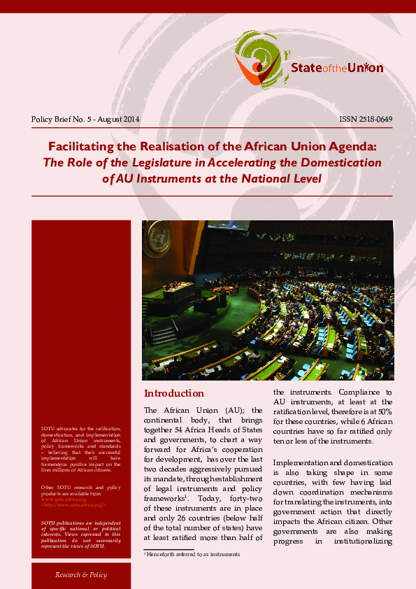 (PDF) Facilitating the Realisation of the African Union Agenda: The ...