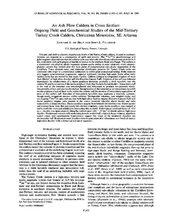 (PDF) An ash flow caldera in cross section Ongoing field and geochemical studies of the Mid