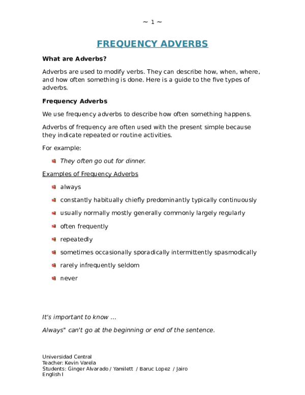 (DOC) FREQUENCY ADVERBS Ginger Alvarado Academia.edu