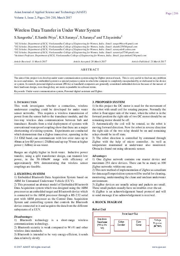 (PDF) Wireless Data Transfer in Under Water System