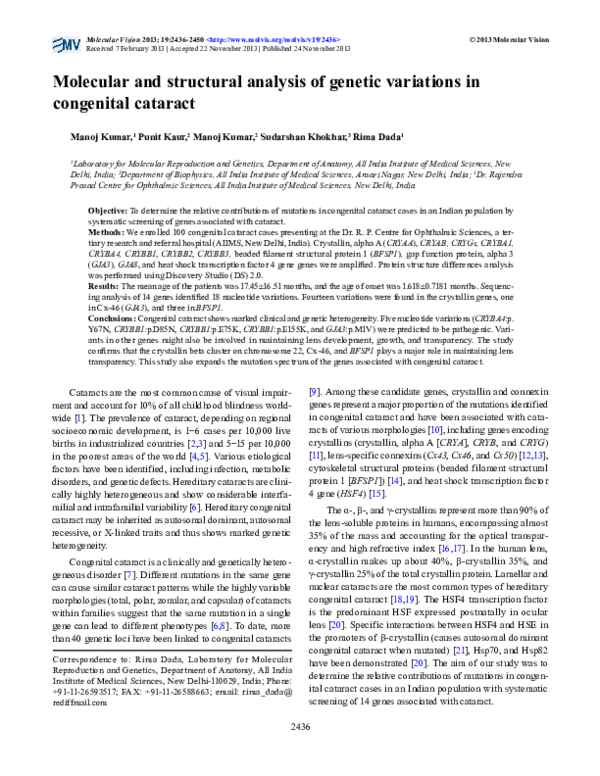 (PDF) Molecular and structural analysis of genetic variations in ...