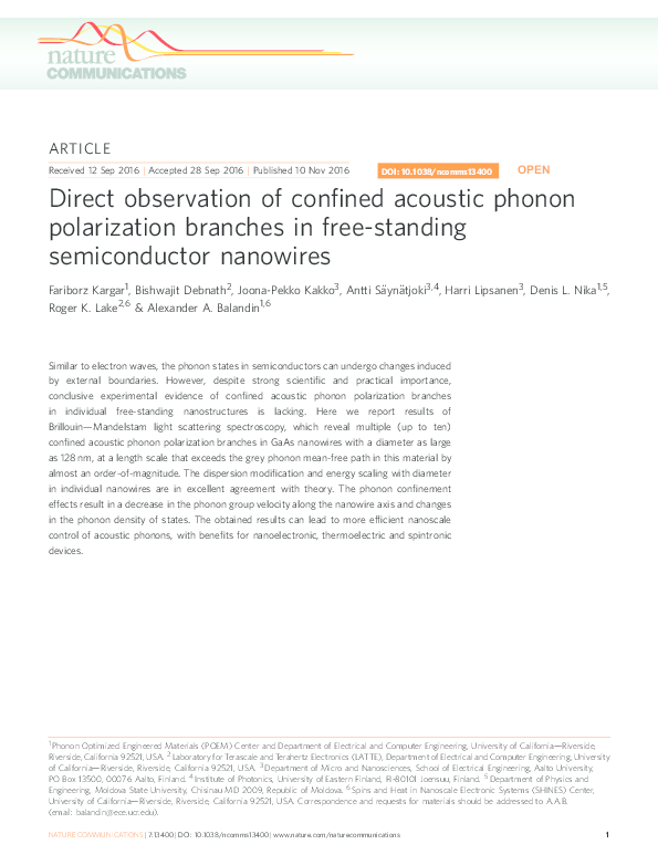 (PDF) Direct observation of confined acoustic phonon polarization ...
