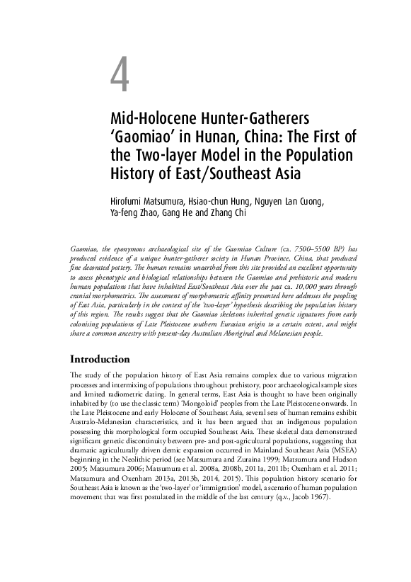 (PDF) 2017 MidHolocene HunterGatherers 'Gaomiao' in Hunan, China The