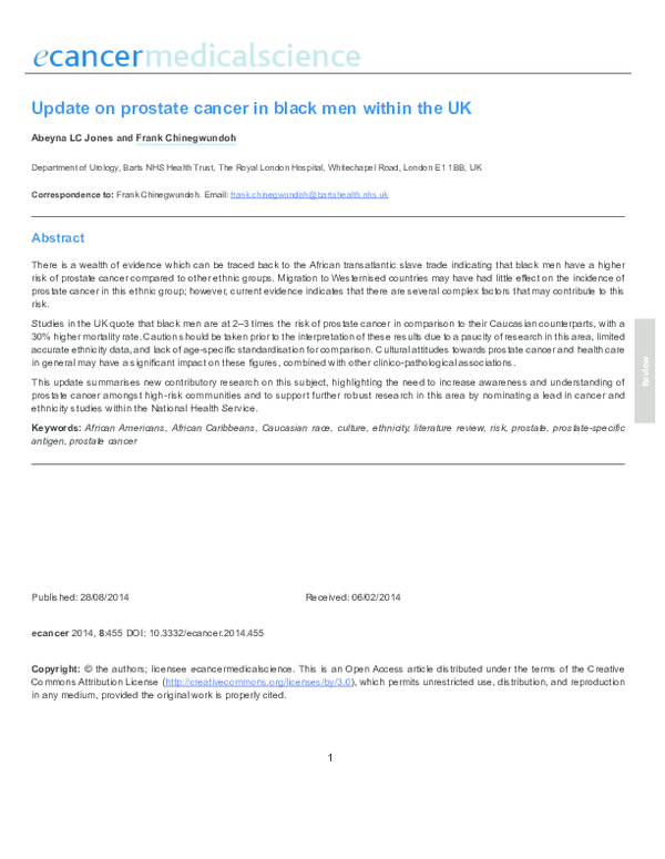 (PDF) Update on prostate cancer in black men within the UK