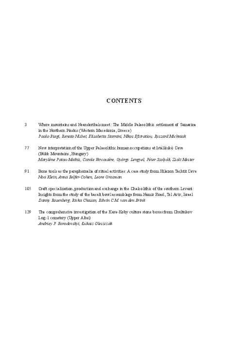 New interpretation of the Upper Palaeolithic human occupations at Istállóskő Cave (Bükk Mountains, Hungary)