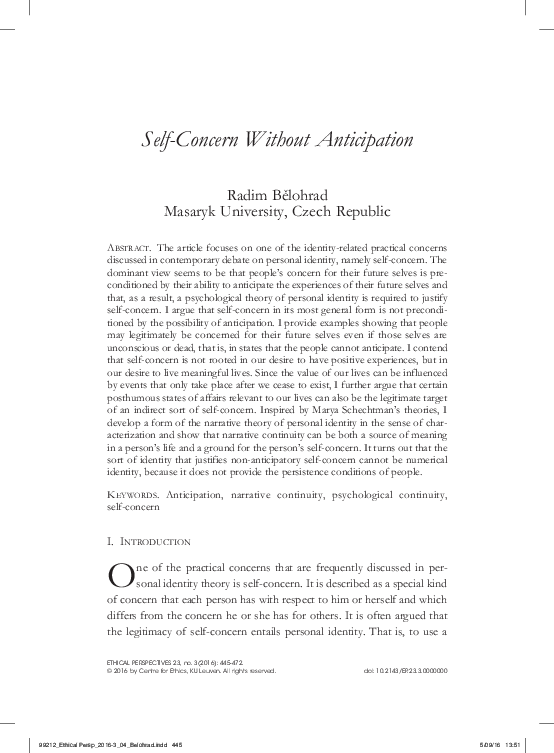 (PDF) Self-Concern Without Anticipation