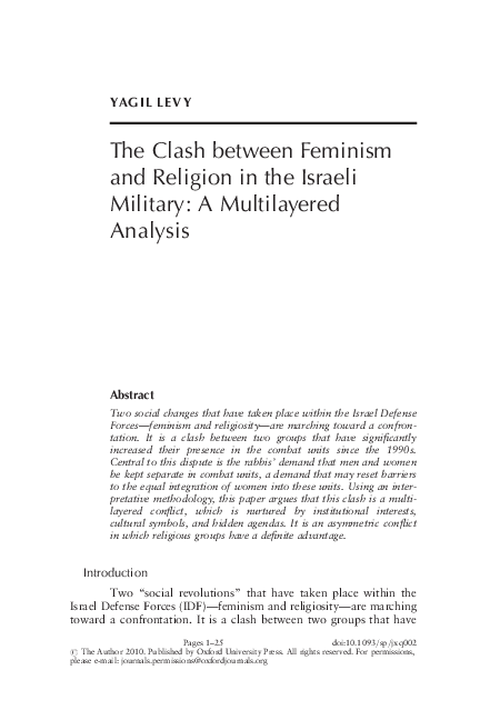 (PDF) The Clash between Feminism and Religion in the Israeli Military ...