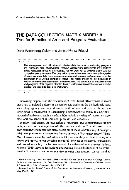 (PDF) The data collection matrix model: A tool for functional area and ...