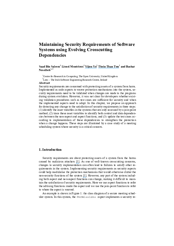 (PDF) Maintaining Security Requirements of Software Systems Using ...