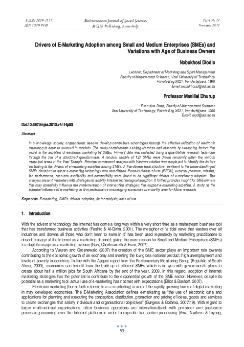 (PDF) Drivers of E-Marketing Adoption among Small and Medium ...