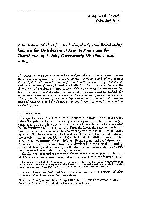 (PDF) A Statistical Method for Analyzing the Spatial Relationship ...