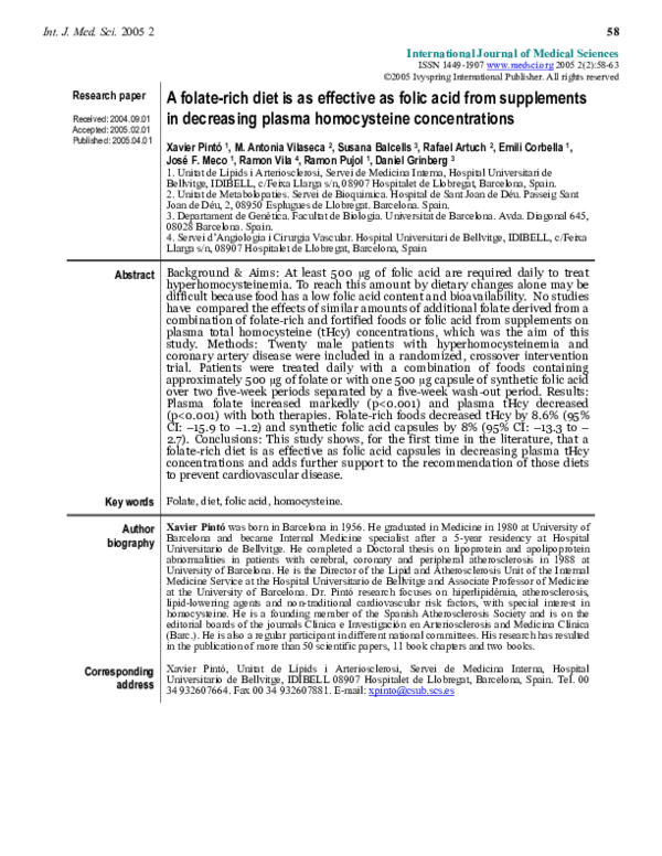(PDF) A folate-rich diet is as effective as folic acid from supplements ...