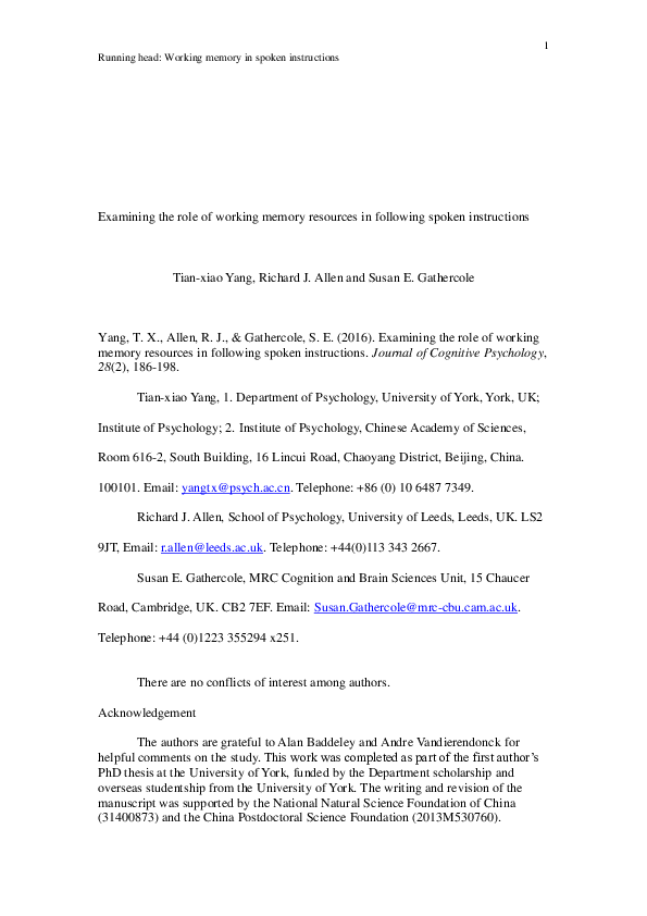 (PDF) Examining the role of working memory resources in following ...