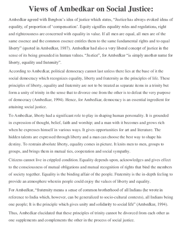 (PDF) Views of Ambedkar on Social Justice