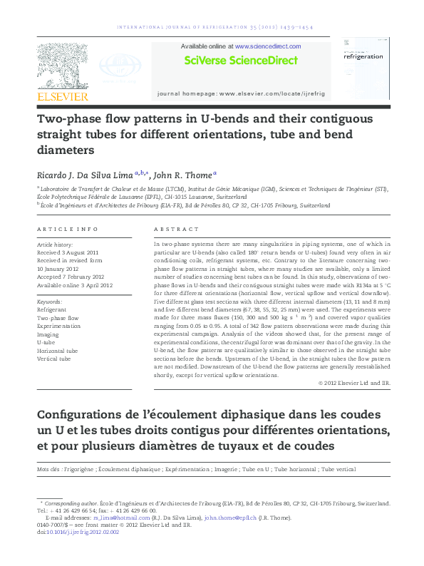 (PDF) Two-phase flow patterns in U-bends and their contiguous straight ...