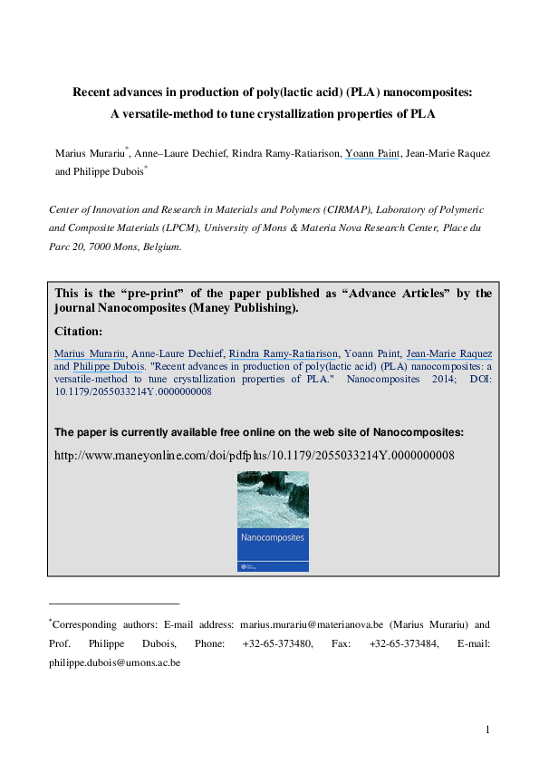 (PDF) Recent advances in production of poly(lactic acid) (PLA ...