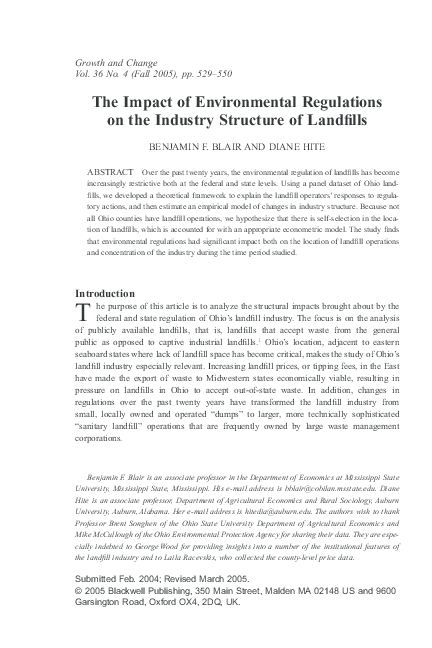 (PDF) The Impact of Environmental Regulations on the Industry Structure ...