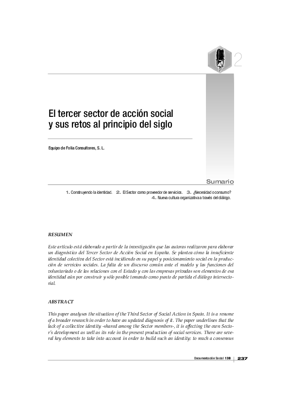 (PDF) El tercer sector de acción social y sus retos al principio del siglo