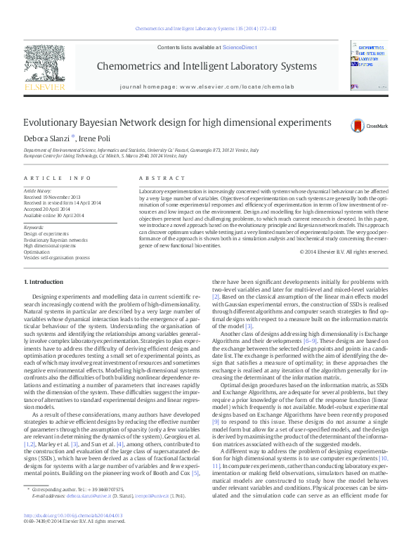 (PDF) Evolutionary Bayesian Network design for high dimensional experiments