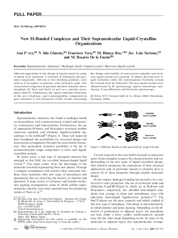 (PDF) New H-Bonded Complexes and Their Supramolecular Liquid ...
