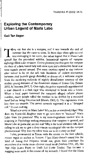 (PDF) Exploring the Contemporary Legend of Maria Labo