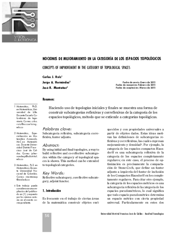 (PDF) Nociones De Mejoramiento en La Categoría De Los Espacios