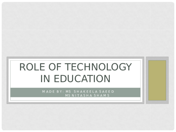 (PPT) Role of Technology in Education