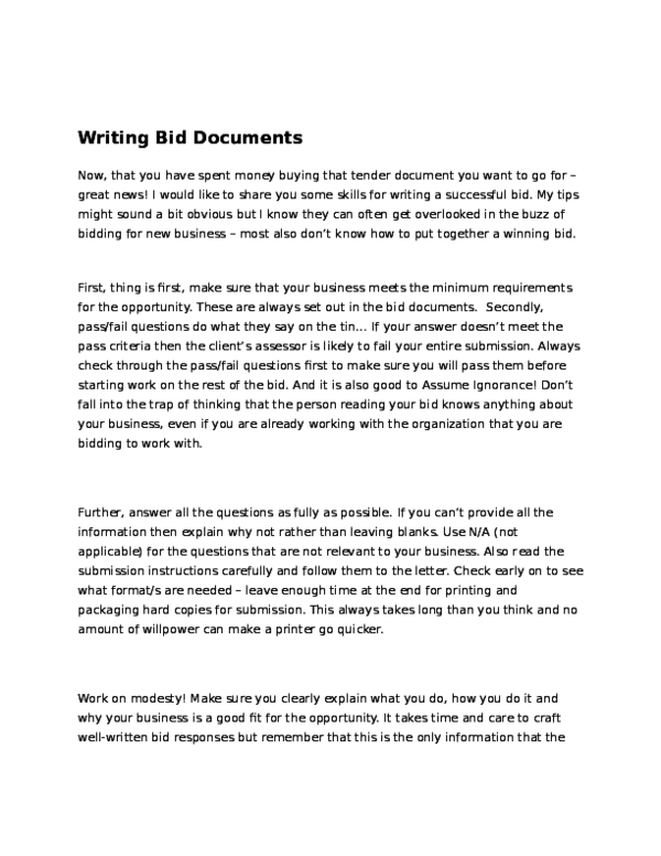 (DOC) Writing Bid Documents