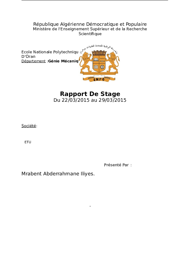 rapport de stage de technicien epreuve  du bts sitelec