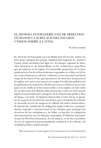 (PDF) El Sistema Interamericano de Derechos Humanos y las relaciones ...