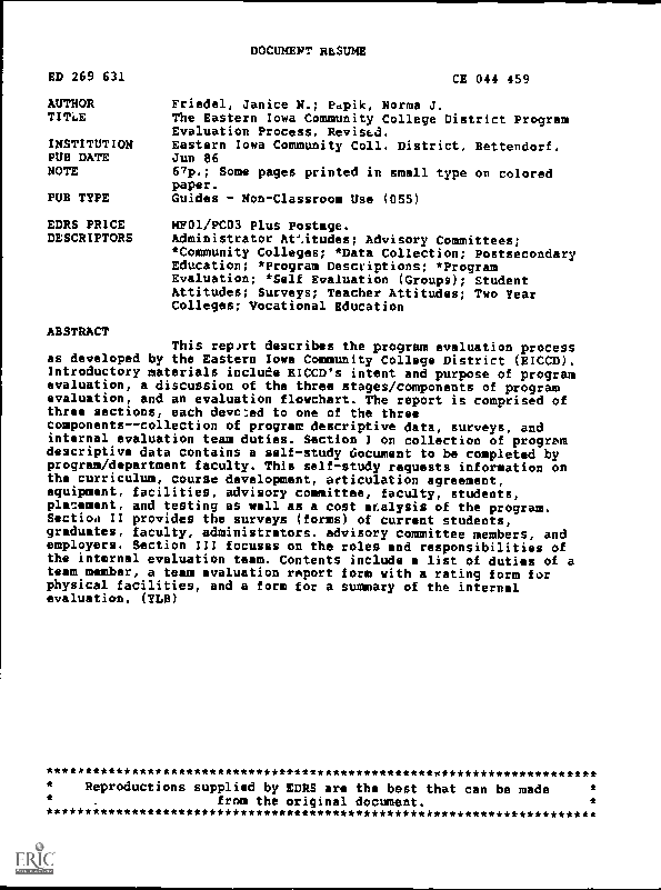 (PDF) The Eastern Iowa Community College District Program Evaluation ...