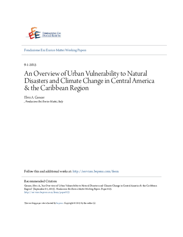 (PDF) An Overview of Urban Vulnerability to Natural Disasters and ...
