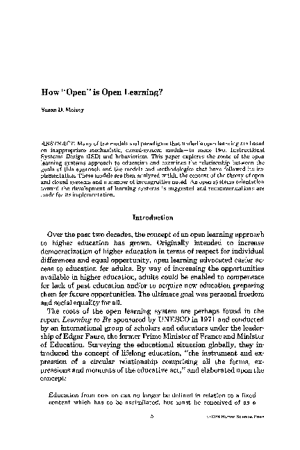 (PDF) How open is open learning?