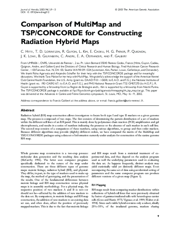 (PDF) Comparison of MultiMap and TSP/CONCORDE for constructing ...