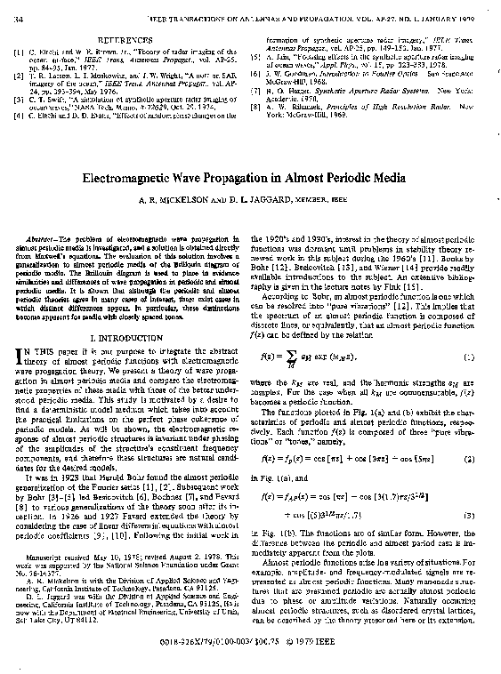 (PDF) Electromagnetic wave propagation in almost periodic media