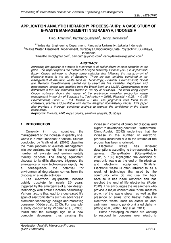 (PDF) Application Analytic Hierarchy Process (Ahp): A Case Study of E ...