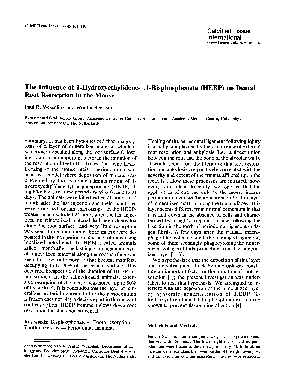 (PDF) The Influence of 1-Hydroxyethylidene-l,l-Bisphosphonate (HEBP) on ...