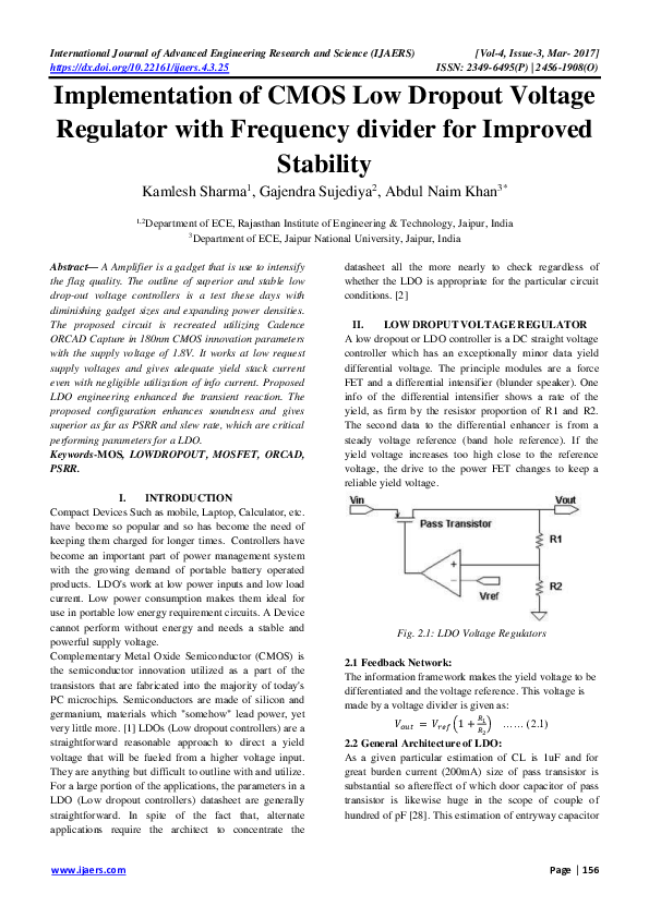 (PDF) Implementation of CMOS Low Dropout Voltage Regulator with ...
