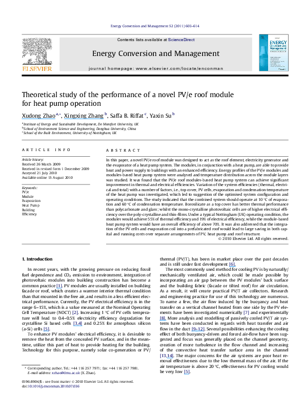 (PDF) Theoretical study of the performance of a novel PV/e roof module ...