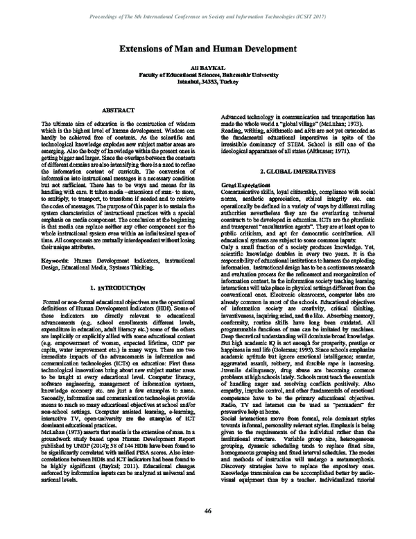(PDF) Extensions of Man and Human Development