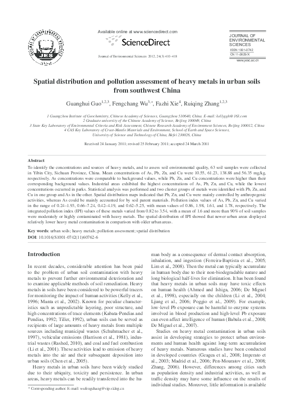 (PDF) Spatial distribution and pollution assessment of heavy metals in ...