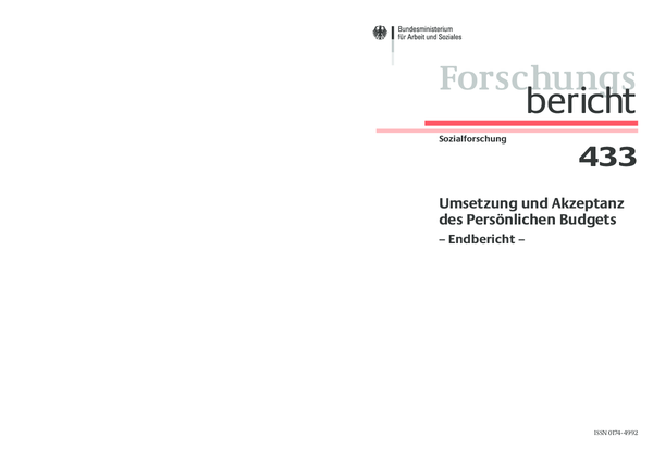 Pdf Umsetzung Und Akzeptanz Des Persönlichen Budgets