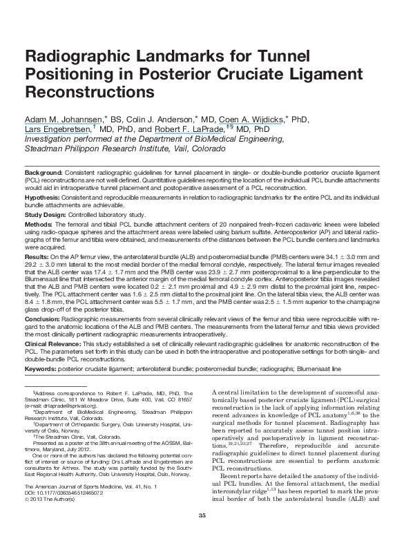 (PDF) Radiographic Landmarks for Tunnel Positioning in Posterior ...