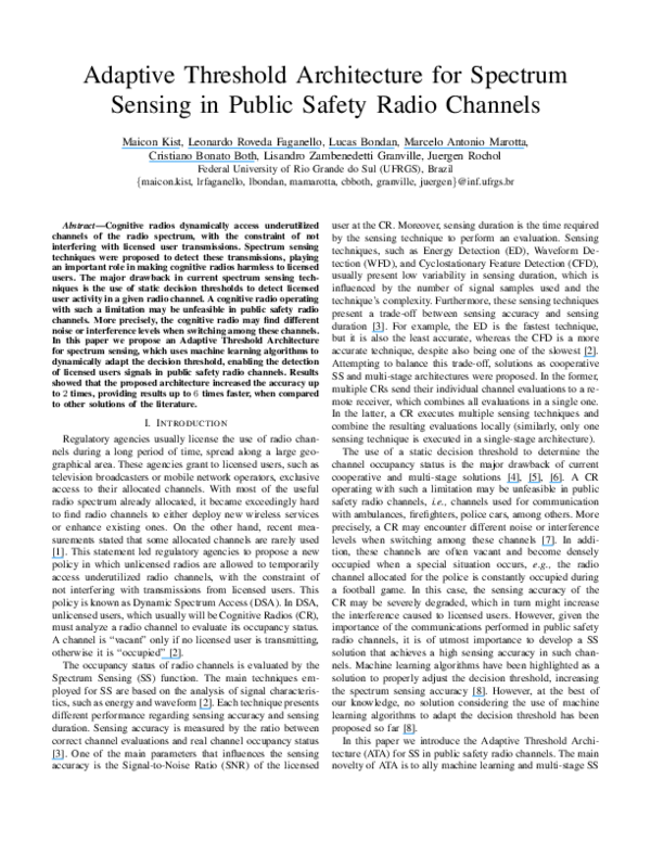 (PDF) Adaptive Threshold Architecture for Spectrum Sensing in Public ...