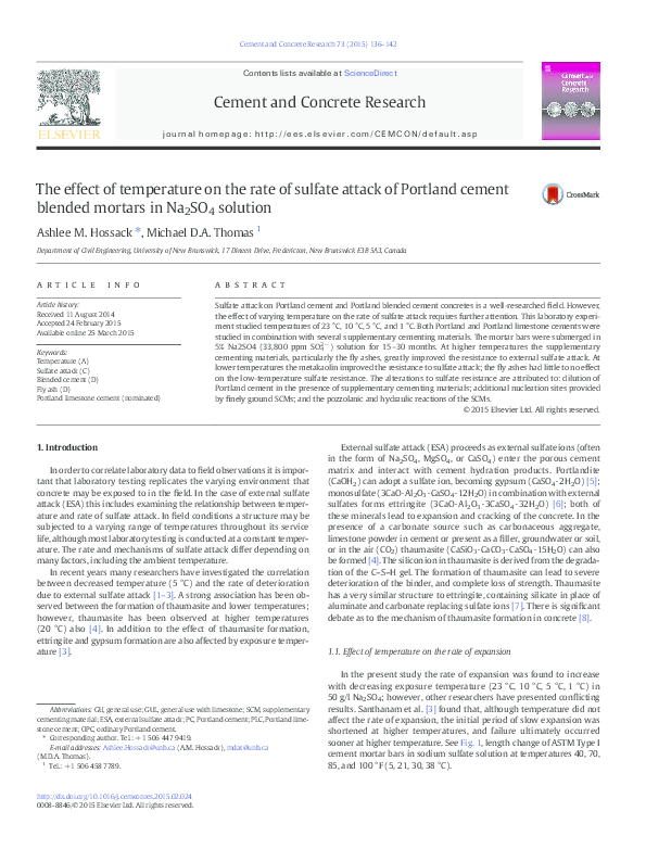 (PDF) The effect of temperature on the rate of sulfate attack of ...